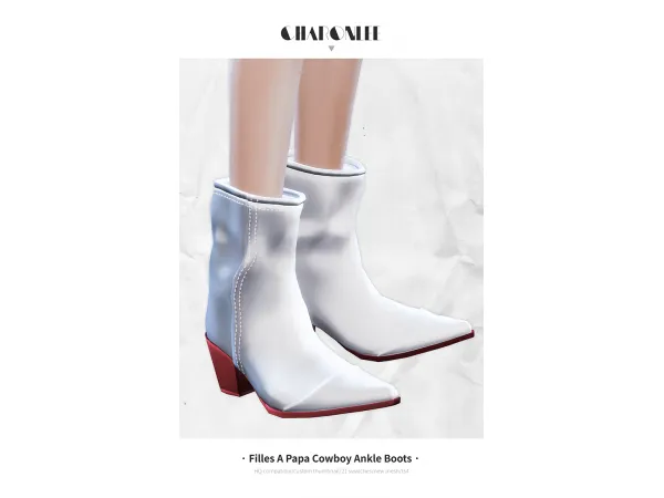 Alpha Filles A Papa Cowboy Ankle Boots by Charonlee SIMS - The Sims 4 Custom Content