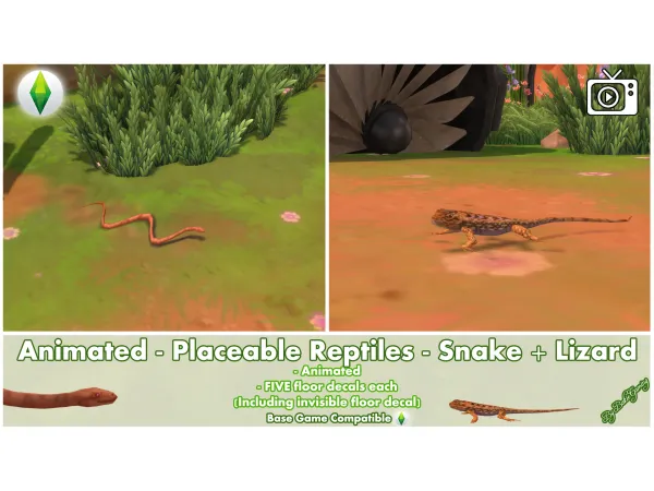 Maxis Match Animated Placeable Reptiles Desert Snake Lizard by Bakie - The Sims 4 Custom Content