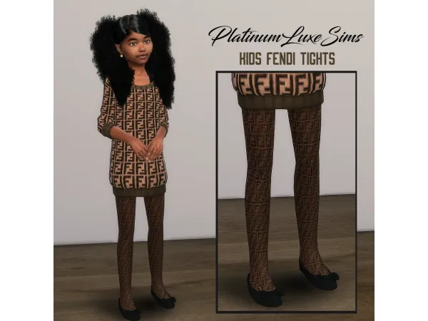 Alpha Kids Fendi Tights by PlatinumLuxeSims - The Sims 4 Custom Content
