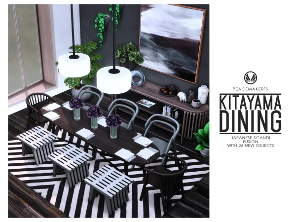 Maxis Match Kitayama Dining Japanese Scandi Fusion with 26 New Objects - The Sims 4 Custom Content
