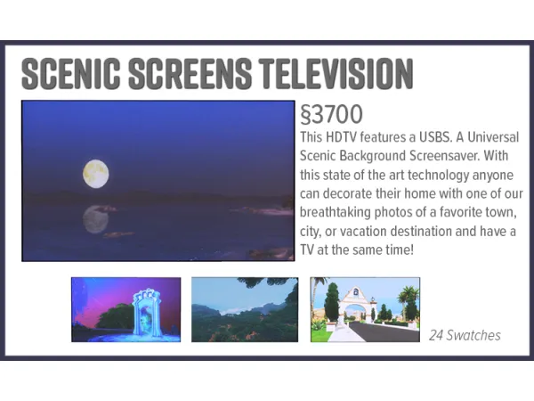 Maxis Match Scenic Screens Television by Mae - The Sims 4 Custom Content