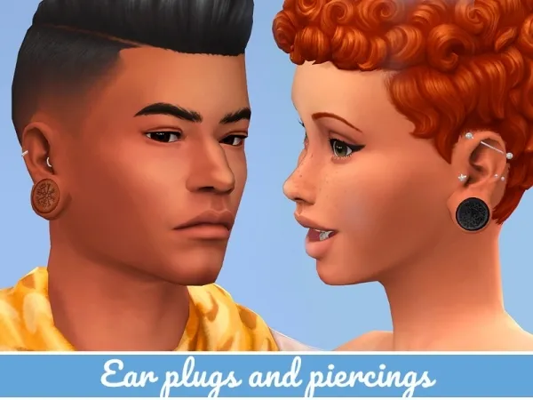 Maxis Match BG COMPATIBLE EAR PLUGS PIERCINGS - The Sims 4 Custom Content