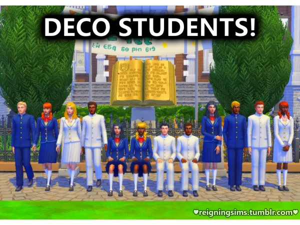 Maxis Match Deco Students by Reigningsims - The Sims 4 Custom Content