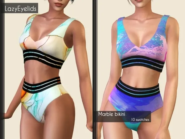 Alpha Marble bikini by lazyeyelids - The Sims 4 Custom Content