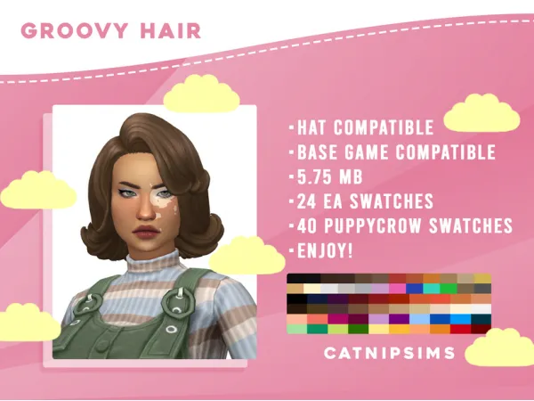 Maxis Match Groovy Hair by Catnipsims - The Sims 4 Custom Content
