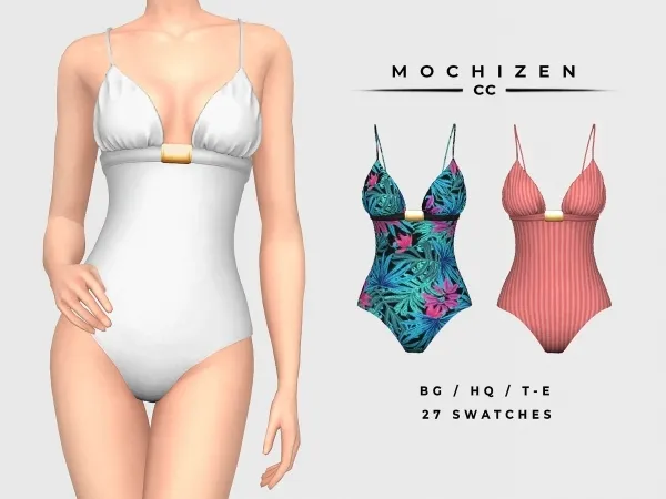 Alpha Mochizen Belted Swimsuit by mochizen-cc - The Sims 4 Custom Content