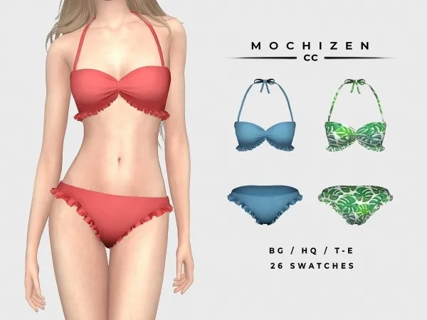 Alpha Mochizen Ruffles Swimsuit by mochizen-cc - The Sims 4 Custom Content