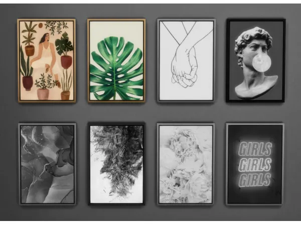 Alpha Framed Prints Collection Part 01 BohoTropical by Sooky88 - The Sims 4 Custom Content
