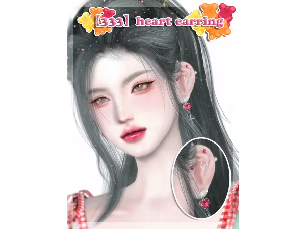 Alpha 333heart earring by simsfinds - The Sims 4 Custom Content