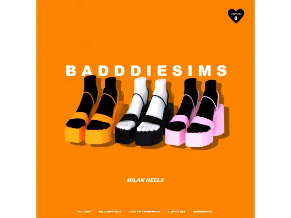 Alpha MILAN HEELS by BADDDIESIMS - The Sims 4 Custom Content
