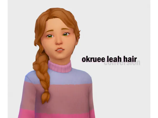 Maxis Match okruee leah hair converted for kids - The Sims 4 Custom Content