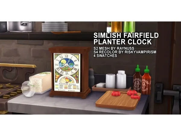 Maxis Match Simlish Fairfield Planter Clock - The Sims 4 Custom Content