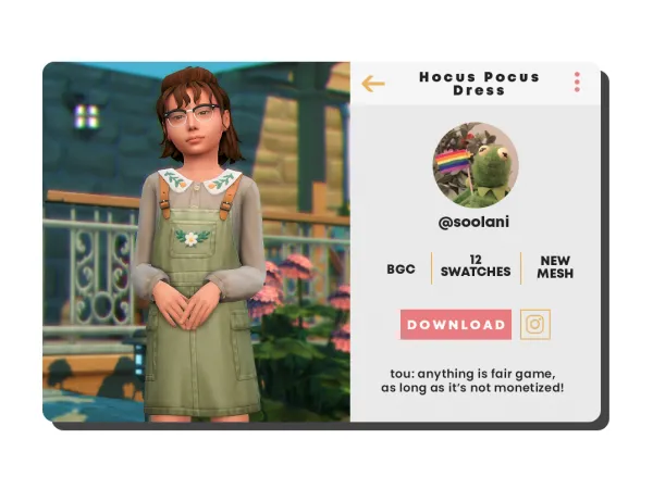Maxis Match Hocus Pocus Overall Dress - The Sims 4 Custom Content