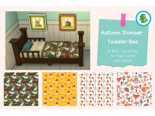 Maxis Match Autumn Slumber Toddler Bed - The Sims 4 Custom Content
