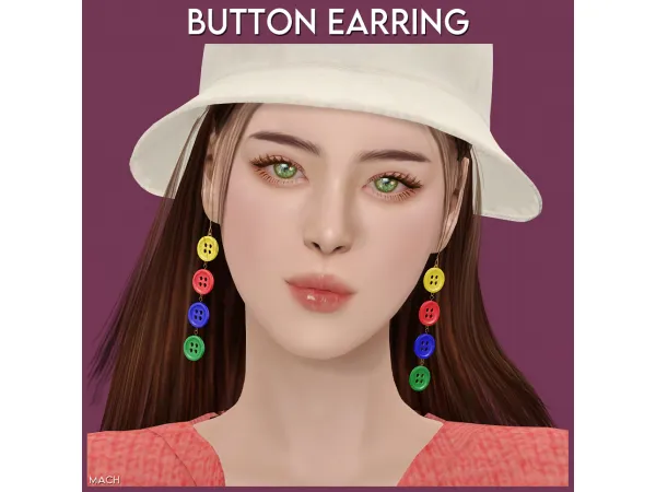 Alpha Button Earring by mach - The Sims 4 Custom Content