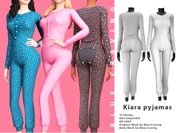 Alpha Kiara pyjamas by Blue Craving - The Sims 4 Custom Content