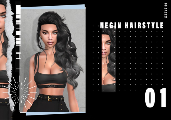 Alpha NEGIN HAIRSTYLE by simsfinds - The Sims 4 Custom Content