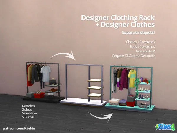 Mix Designer Clothing Rack Designer Clothes by Kliekie - The Sims 4 Custom Content