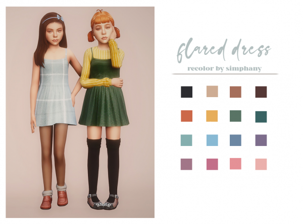 Maxis Match flared dress for kids recolors by simsfinds - The Sims 4 Custom Content
