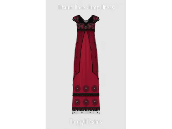 Mix [Lonelyboy] Titanic Rose Jump Dress - The Sims 4 Custom Content