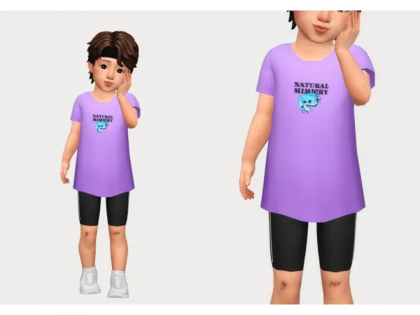 Maxis Match long tee biker shorts by casteru - The Sims 4 Custom Content