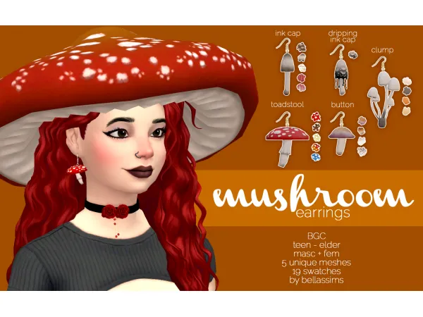 Maxis Match Mushroom Earrings by simsfinds - The Sims 4 Custom Content