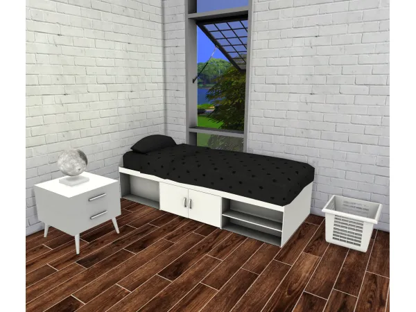 Alpha Minimal Single Bedroom Set - The Sims 4 Custom Content