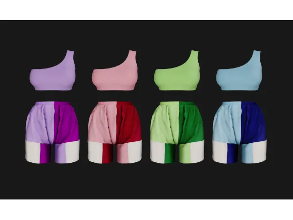 Alpha Colour Block Short Set by simmerkatex - The Sims 4 Custom Content