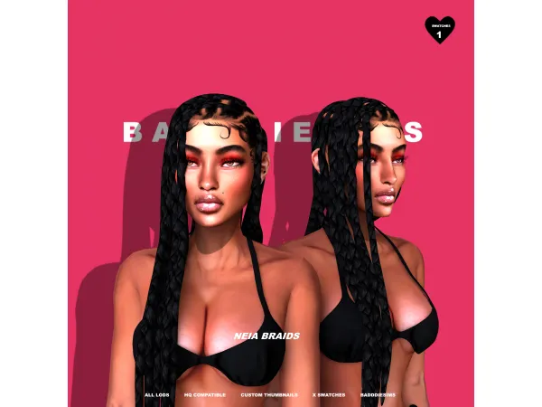 Alpha NEIA BRAIDS by simsfinds - The Sims 4 Custom Content