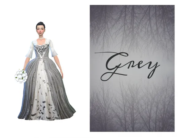 Maxis Match Grey Rococo Dress - The Sims 4 Custom Content