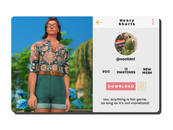 Maxis Match Henry Shorts by Soolani - The Sims 4 Custom Content