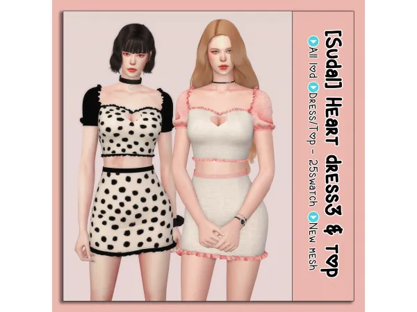 Alpha [sudal] Heart dress 3 Top sims by sudal - The Sims 4 Custom Content
