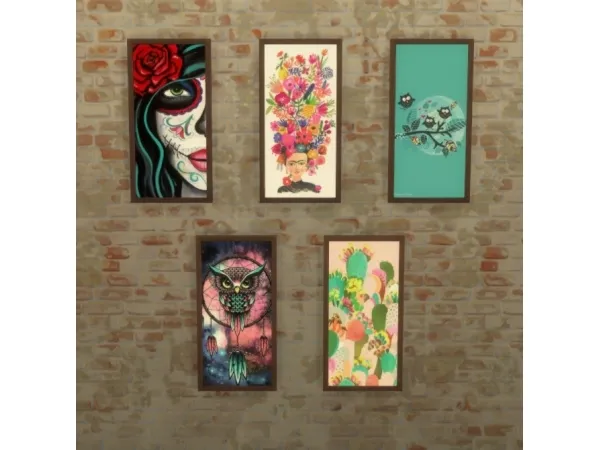 Maxis Match Small Mexican Style Painting Tapestry and Posters - The Sims 4 Custom Content