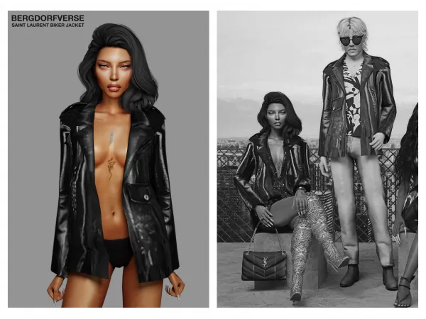 Alpha Saint Laurent Women's Biker Jacket - The Sims 4 Custom Content