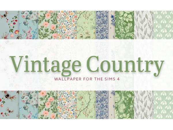 Maxis Match Vintage Country Wallpaper I by SimPlistic - The Sims 4 Custom Content
