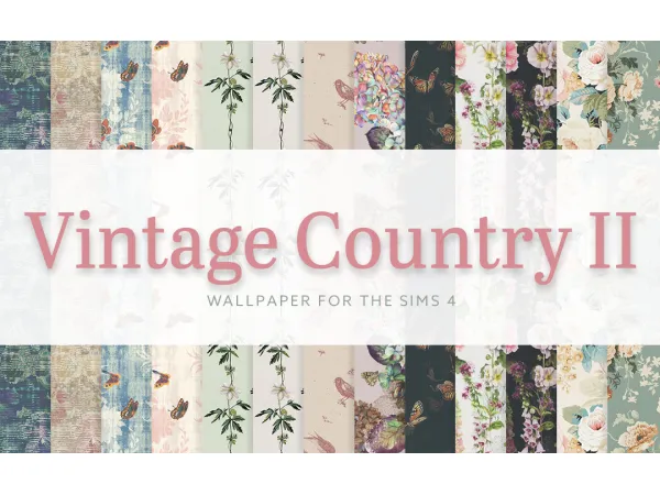 Maxis Match Vintage Country Wallpaper II by SimPlistic - The Sims 4 Custom Content