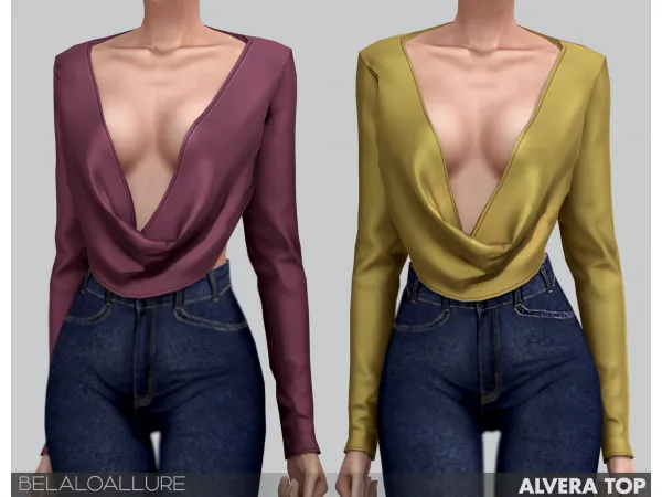 Alpha Belaloallure Alvera top by simsfinds - The Sims 4 Custom Content