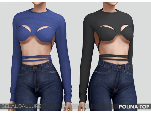 Alpha Belaloallure Polina top by simsfinds - The Sims 4 Custom Content