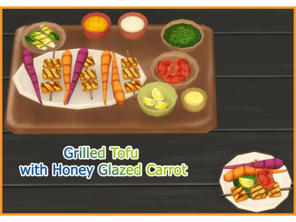 Maxis Match GRILLED TOFU WITH HONEY GLAZED CARROT by icemunmun - The Sims 4 Custom Content
