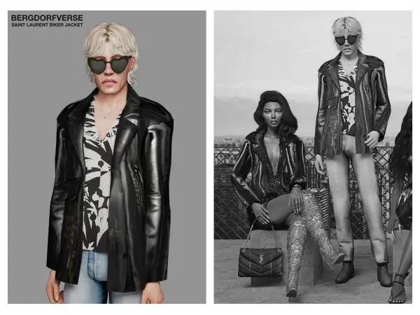 Alpha Saint Laurent Men's Biker Jacket - The Sims 4 Custom Content