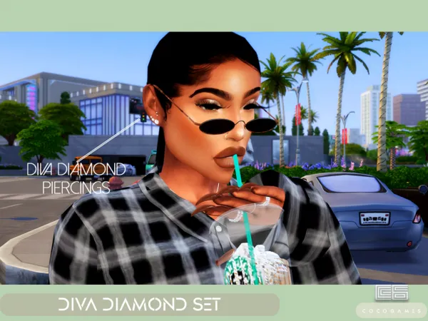 Alpha diva diamond stud set by cocogames - The Sims 4 Custom Content