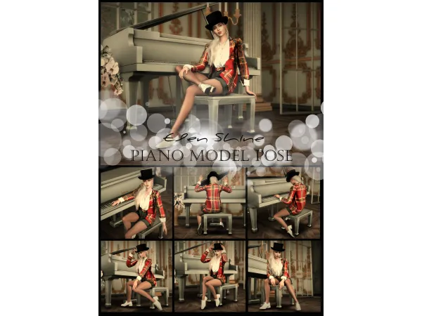 Mix [ES] Piano Model Pose by Elen Shine - The Sims 4 Custom Content