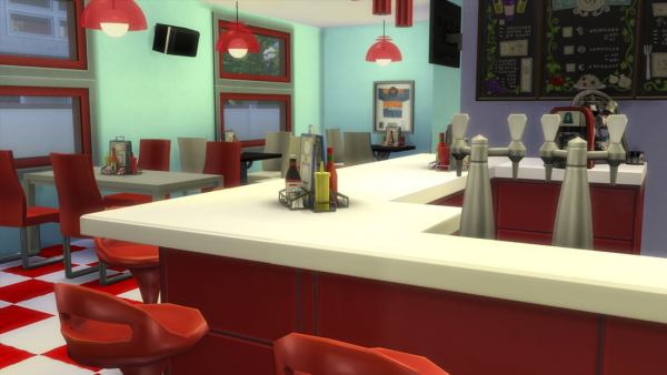 Alpha 50s Themed Diner by simsfinds - The Sims 4 Custom Content
