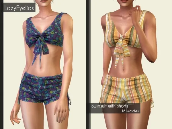 Alpha Swimsuit with shorts - The Sims 4 Custom Content
