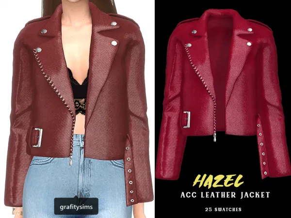 Alpha Hazel ACC Leather Jacket - The Sims 4 Custom Content