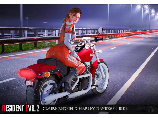 Mix Resident Evil 2 Remake Claire Redfield Harley Davidson Bike sims by Mimoto - The Sims 4 Custom Content