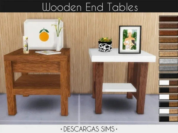 Alpha Wooden End Tables - The Sims 4 Custom Content