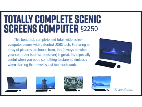 Maxis Match Totally Complete Scenic Screens Computer 2250 by Mae - The Sims 4 Custom Content