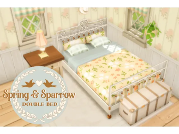 Maxis Match spring sparrow a cottage living bed recolor by fireleaftea - The Sims 4 Custom Content