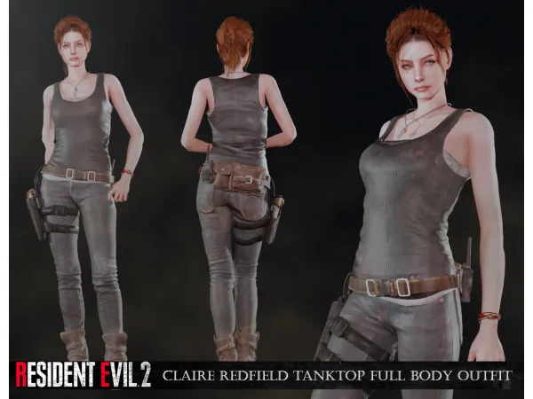 Alpha Resident Evil 2 Remake Claire Redfield Tanktop Outfit sims by Mimoto - The Sims 4 Custom Content